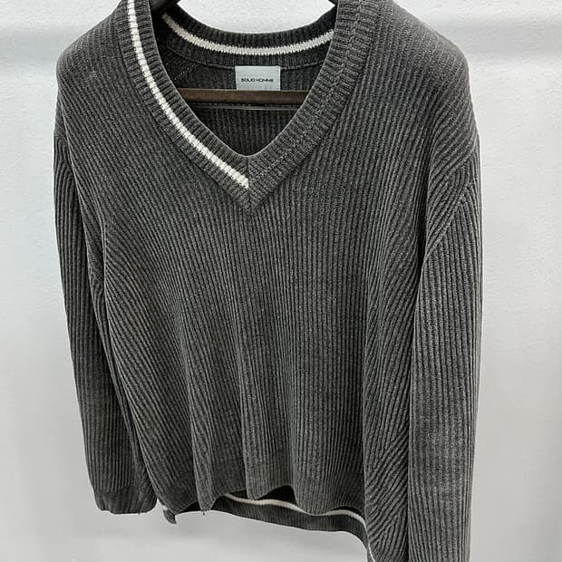 100) 솔리드옴므 오버 코듀로이 니트 