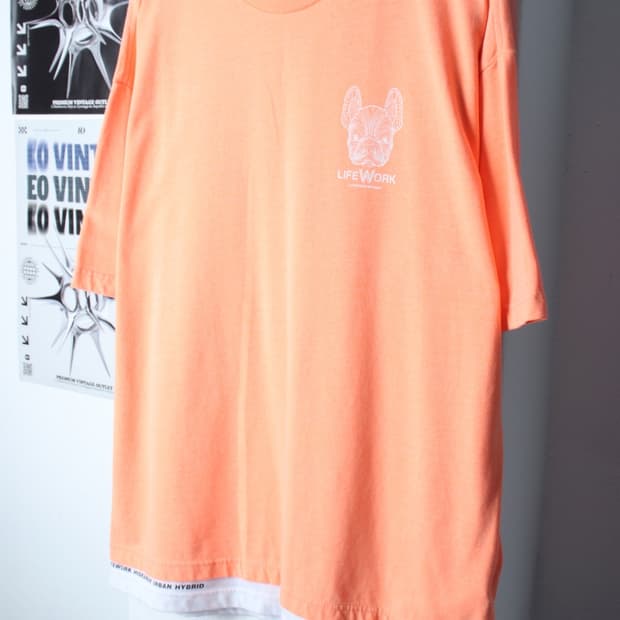 (L-2XL) 라이프워크 반팔 티셔츠 빅사이즈 오렌지 한정판-H30137
