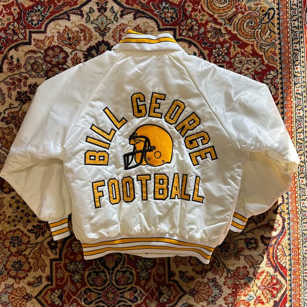 80s Harvard Clothing 화이트 새틴 바시티