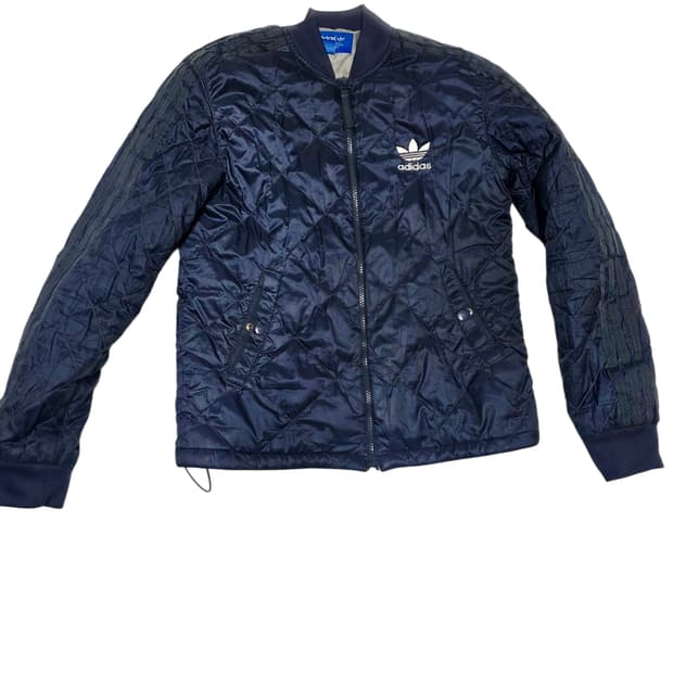 [아디다스] 차콜 다이아몬드 퀼팅 트레포일 삼선 봄버 자켓 95