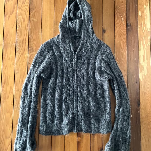 그레이 롱 니트 집업