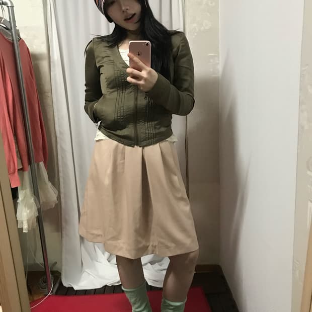 vintage  y2k kaki v-neck zipup jacket