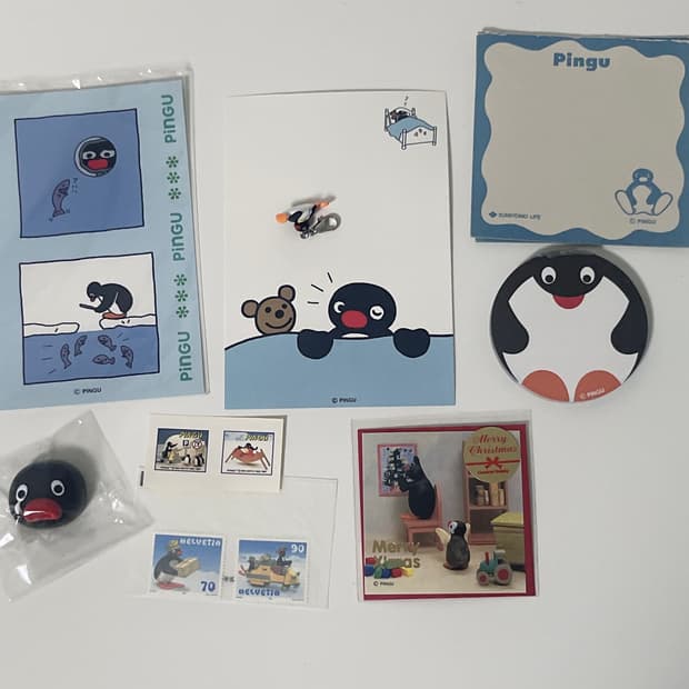 고전 핑구 얼굴 스탬프 문구류 굿즈 모음 엽서 우표 핑구 키링 스트랩 챰