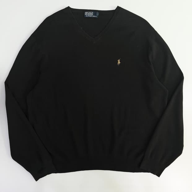Polo 폴로 랄프로렌 블랙 코튼 V넥 니트