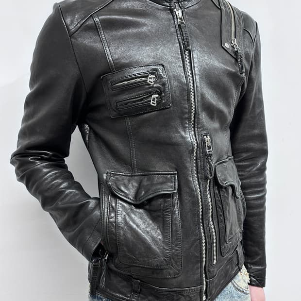 이탈리안 멀티 지퍼 레더 자켓