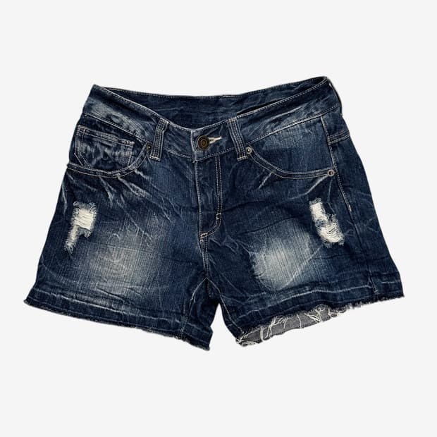 fade distressed denim shorts