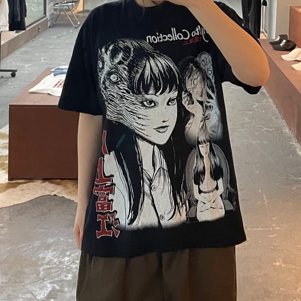 빈티지 이토준지 토미에 프린팅 반팔 H2545