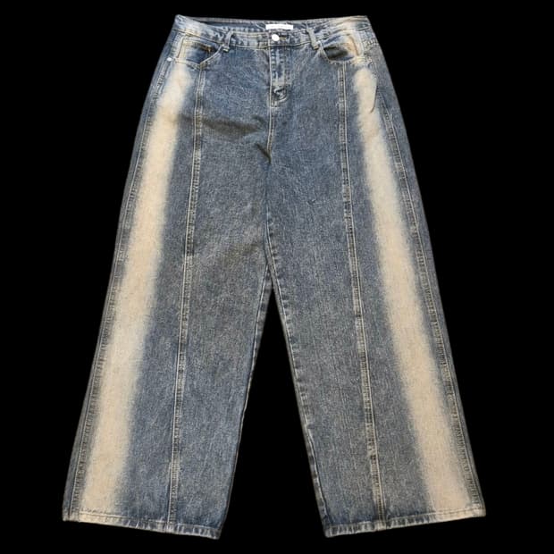 34인치 절개패턴 워싱 와이드데님팬츠 