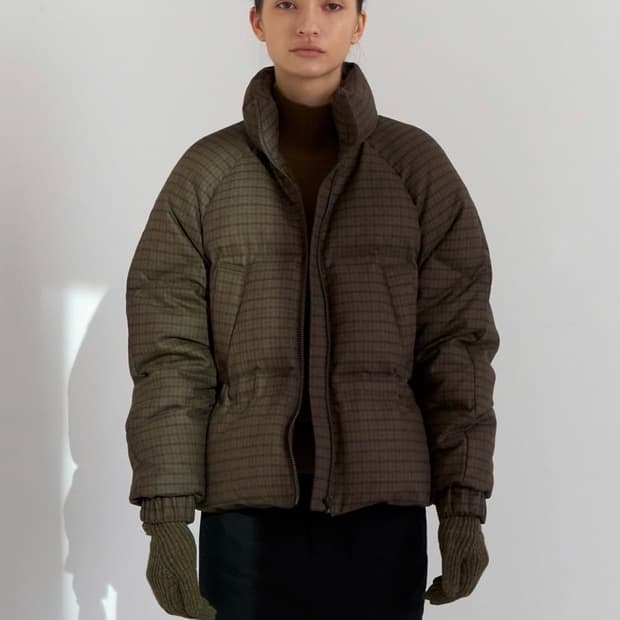 낫띵리튼 nothing written 체크 패턴 구스다운 패딩