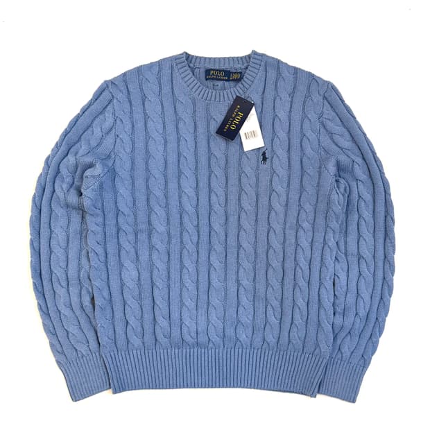 폴로 랄프로렌 신형 꽈배기 케이블 니트 스카이블루