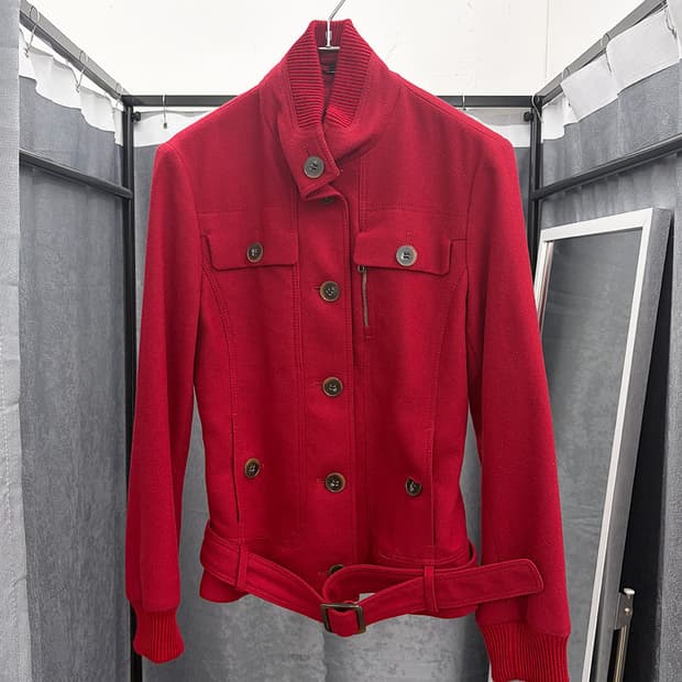 휴고 보스 밀리터리 벨티드 울 자켓