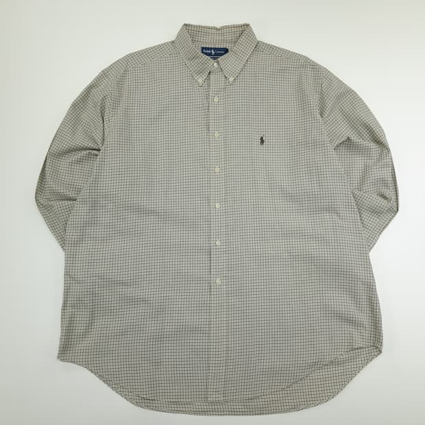 CN789 2XL 폴로 랄프로렌 브라운그린 마이크로체크 긴팔 셔츠 남방