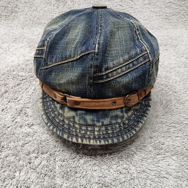 빈티지 버클 포인트 데님 빵모자