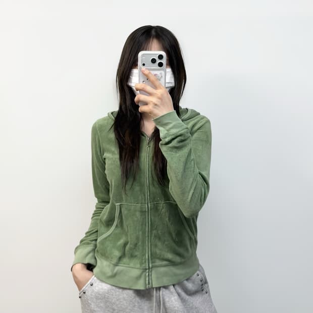 쥬시꾸띄르 타올 후드집업 올리브 그린