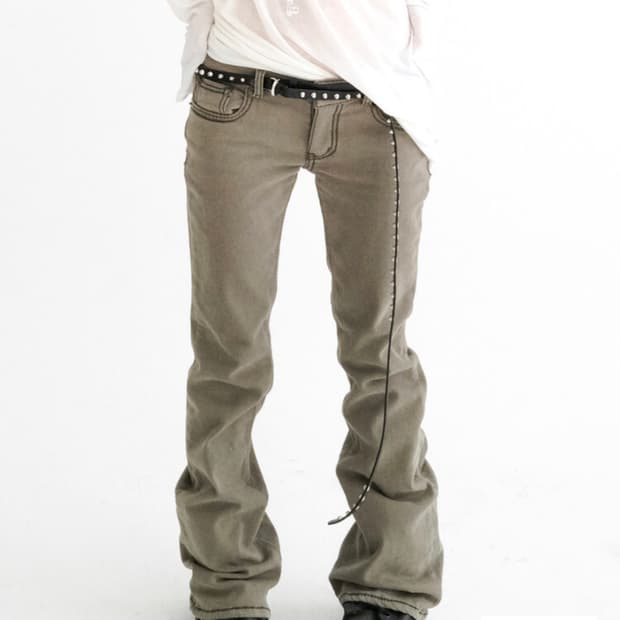 샵페어리 스티치 로우라이즈 플레어 팬츠 s