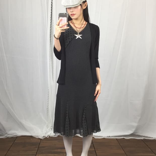 Jpn Black Dot Long Dress