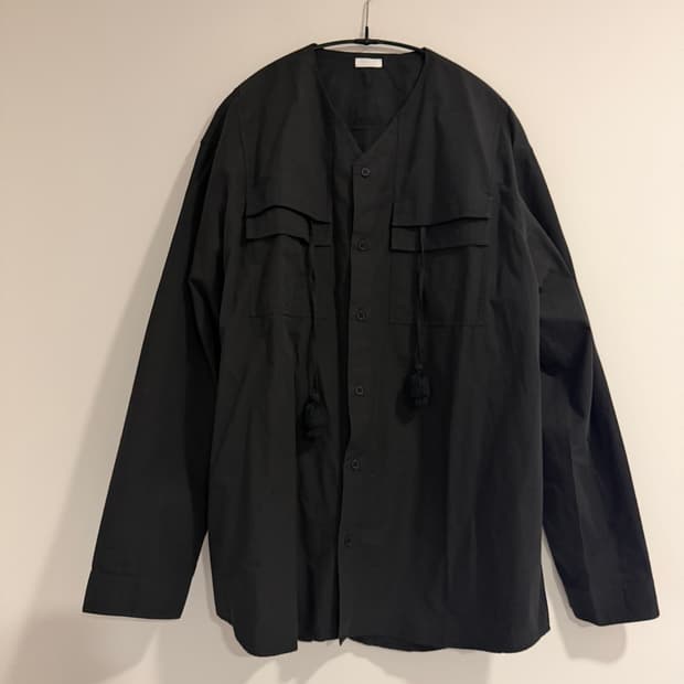 SEEALL SAU41 SH383 태슬 노카라 셔츠 블랙
