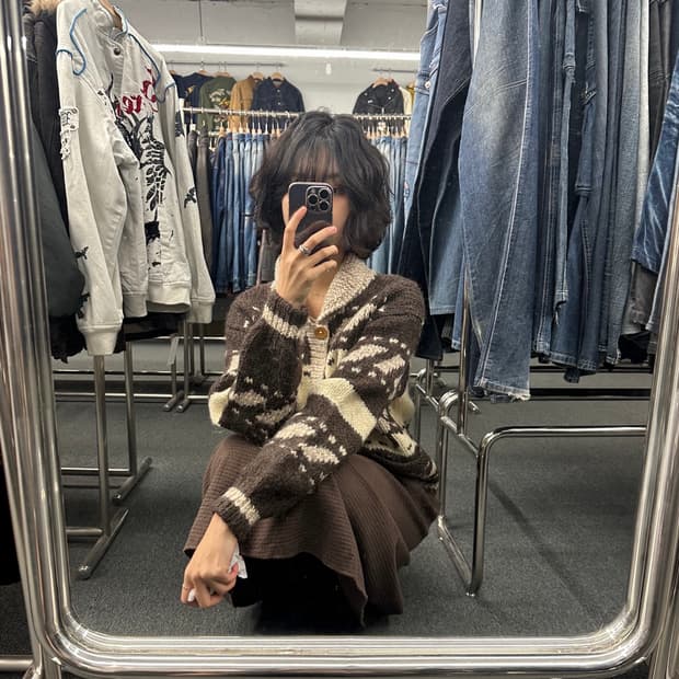 M)first down 빈티지 메이플 패턴 코위찬