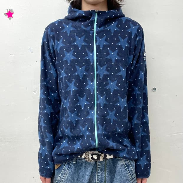 Star Dot Navy Hooded Zip-Up