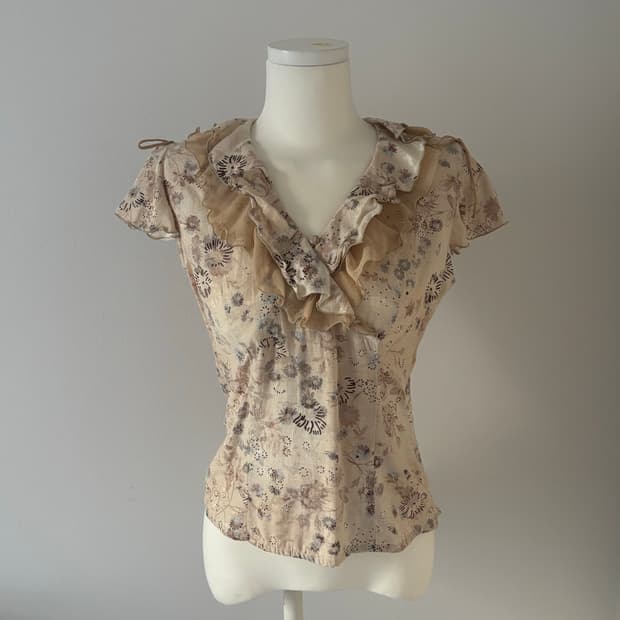 [Favrile] 일본 빈티지 러플 리본 유럽풍 블라우스