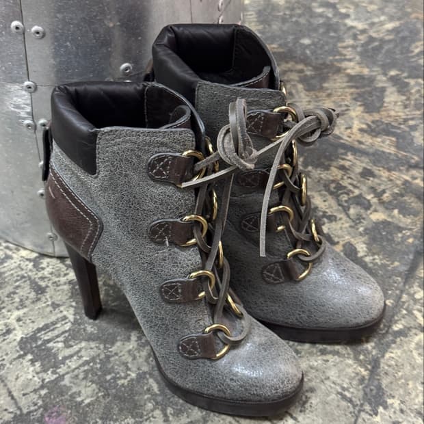 토리버치 로슨 레이스업 하이힐 앵클 부츠