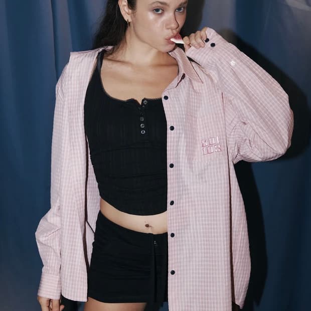 플리즈노팔로우 Taryn Patch Check Shirt Pink