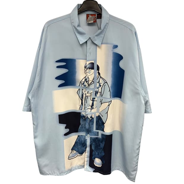 90s 사우스폴 올드스쿨 힙합 그래픽 반팔 오버 셔츠 2XL