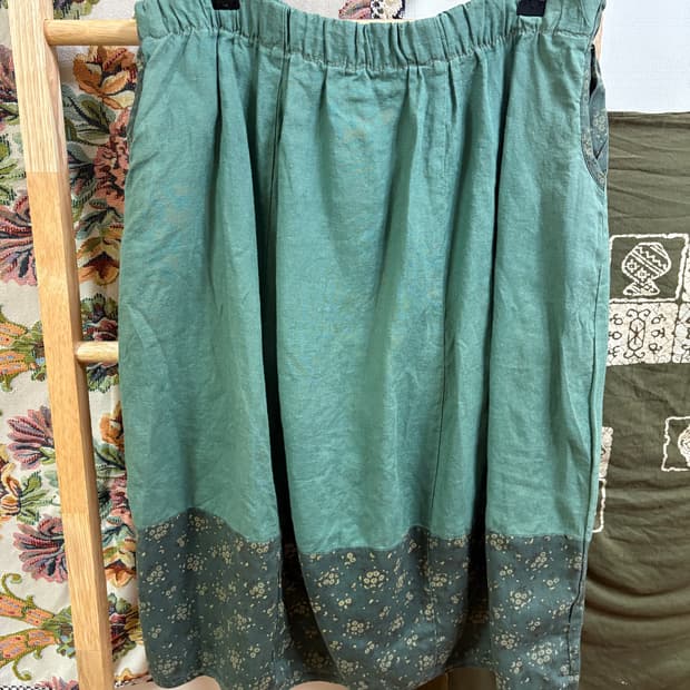 히피 모리 하구미 카키 패턴 스커트 