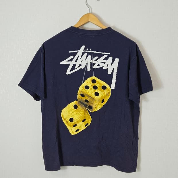 스투시 STUSSY 정품 퍼지다이스 반팔 티셔츠 스모크 네이비 L