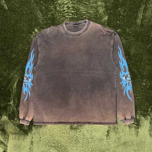 [M] 아웃스탠딩 플레임 그래픽 빈티지 워싱 롱슬리브