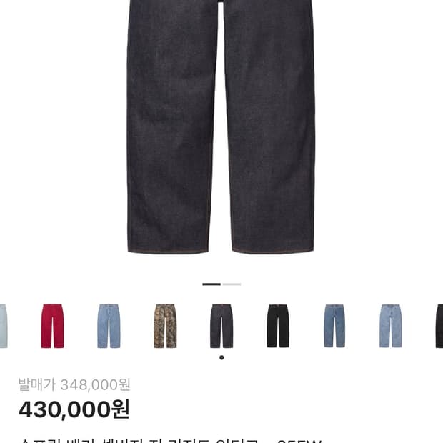 슈프림 셀비지 리지드 인디고 배기진 32