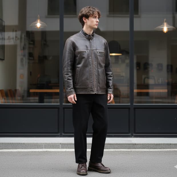 90s LANZI 클래식 진브라운 빈티지 양가죽자켓