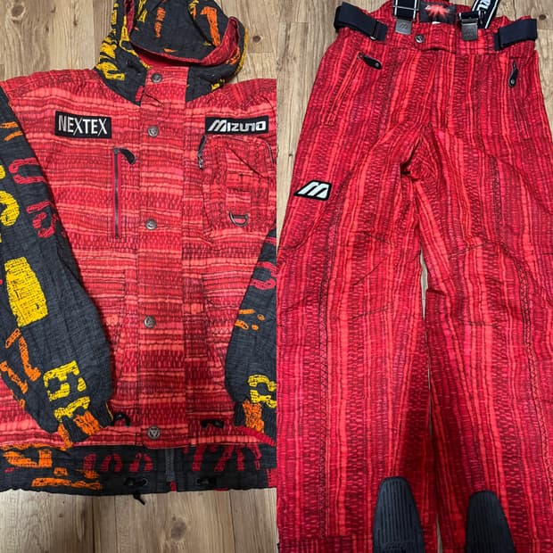 미즈노 스키복 보드복 올드스쿨 스키 자켓 바지 세트 o xl 105