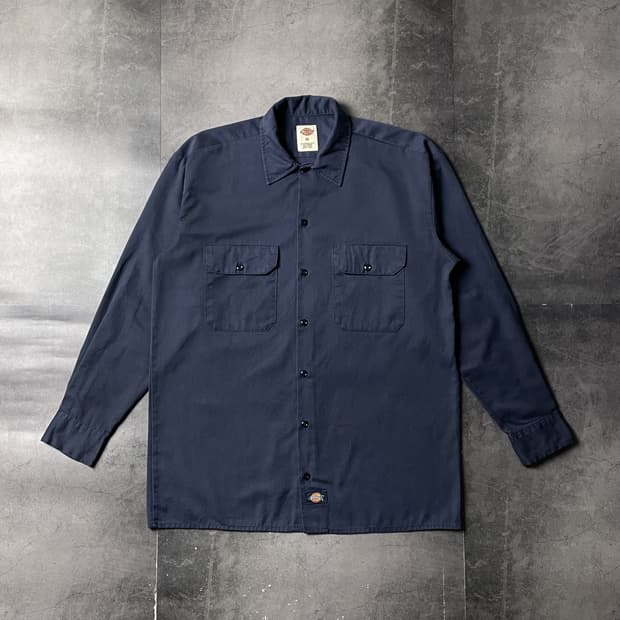 DICKIES 디키즈 빈티지 네이비 플랩포켓 워크 셔츠 A00947