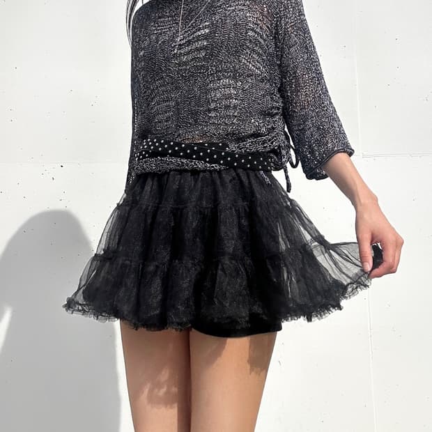 Net side string knit / black