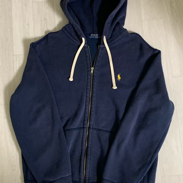 폴로 네이비 기모 후드집업