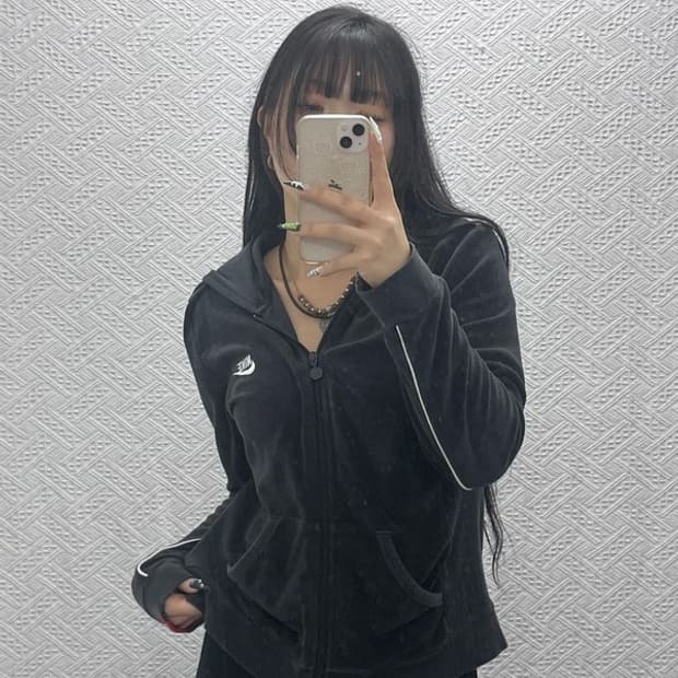 나이키 스포티 캐주얼 벨벳 빅로고 후드집업 XL C08807