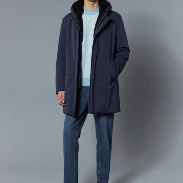 닥스 네이비 퍼후드 패딩 점퍼 110