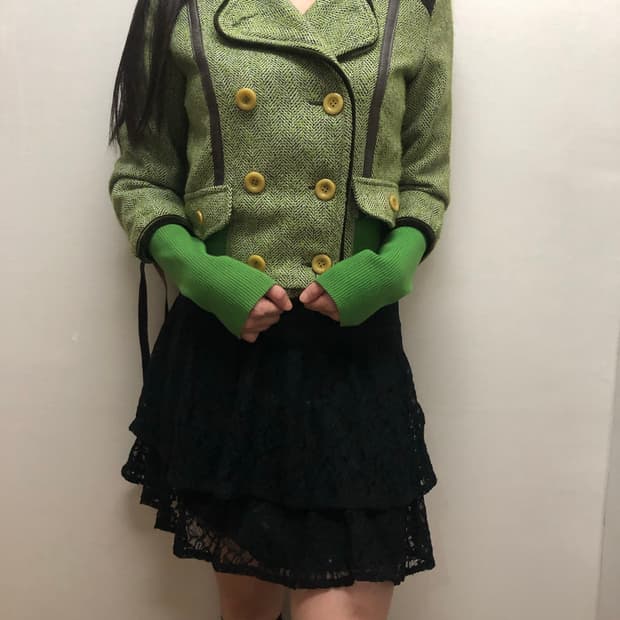 빈티지 그린 울 버튼 자켓