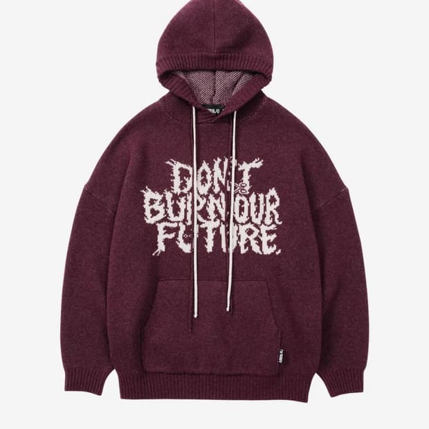 AJOBYAJO Wool Knit Hoodie [BURGUNDY]