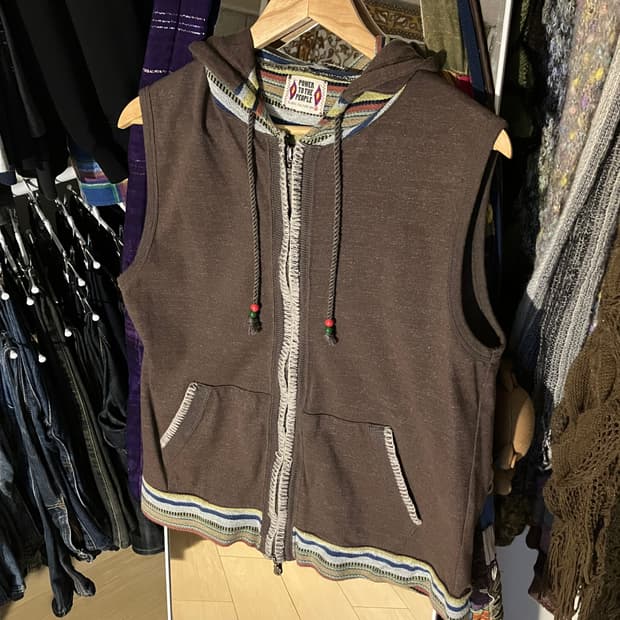 브라운 꾀돌이 히피 베스트 (착샷O)