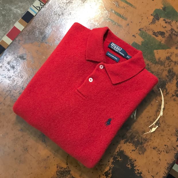 폴로랄프로렌 레드 울 카라니트 남성 102 여성 루즈핏 