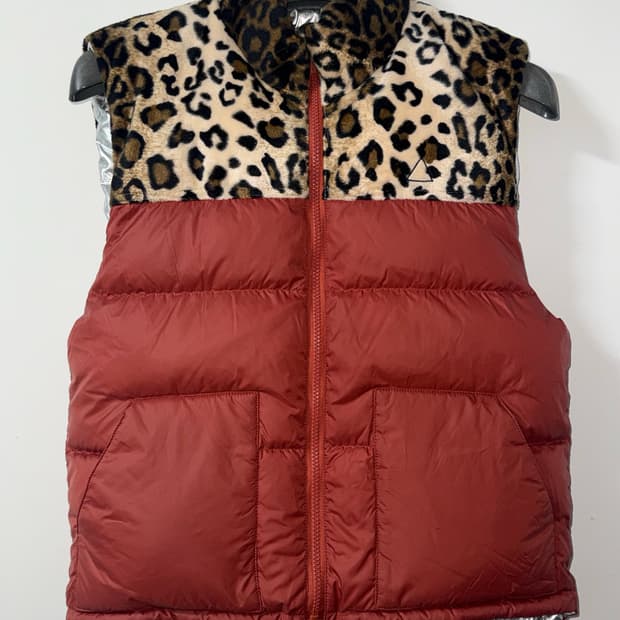 빈티지 호피 리버시블 패딩 조끼 S