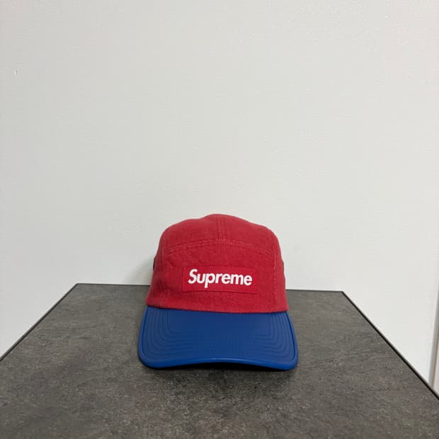 (OS) 슈프림 박스로고 캠프캡 모자 레더 바이저 레드 블루