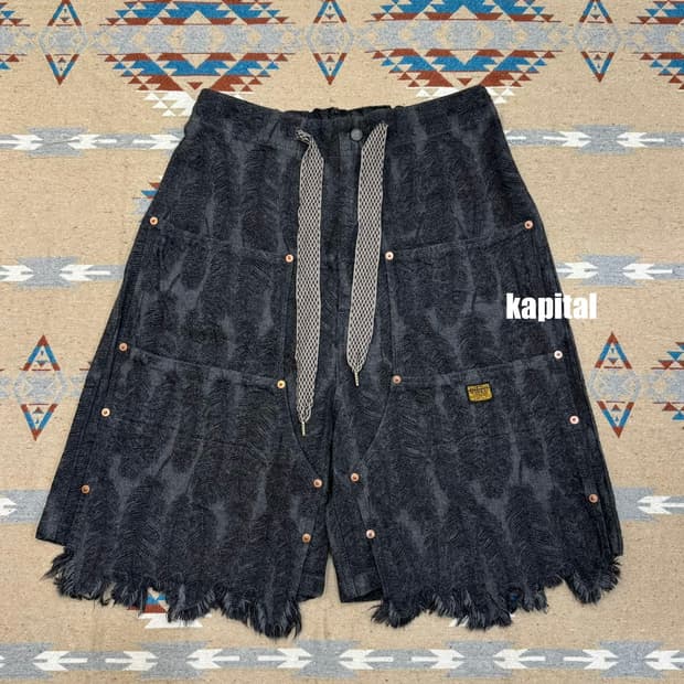 [4][XL] 캐피탈 12온즈 맥파이 데님 W 니 이지 쇼츠 블랙