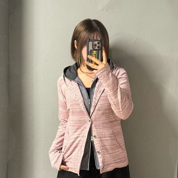 layered detail hood zip-up