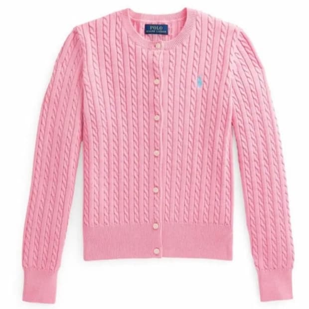 폴로 랄프로렌 하버핑크 케이블 니트 가디건 스웨터 빈티지 집업 후드
