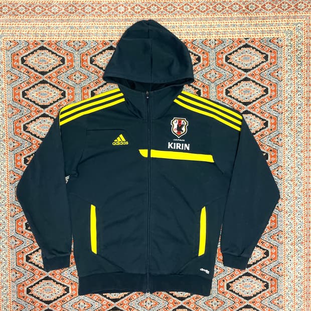 아디다스 일본 국대 기린 삼선 네이비 후드집업 남성L