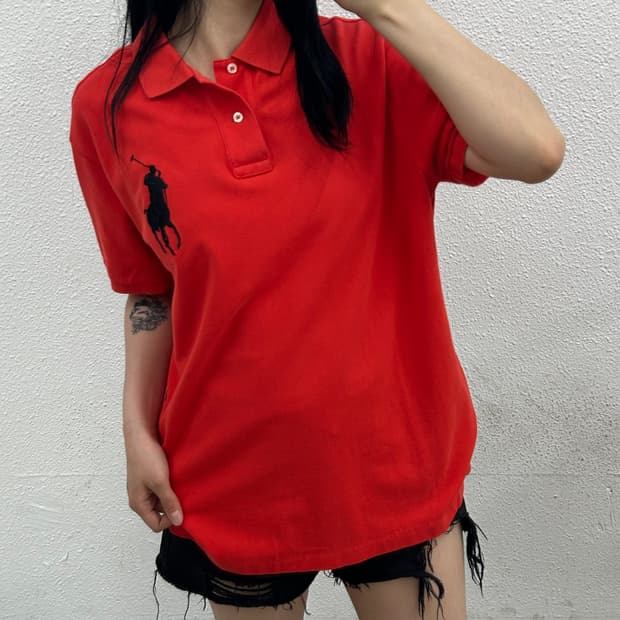 폴로 랄프로렌 네이비빅포니 레드 pk반팔 XL