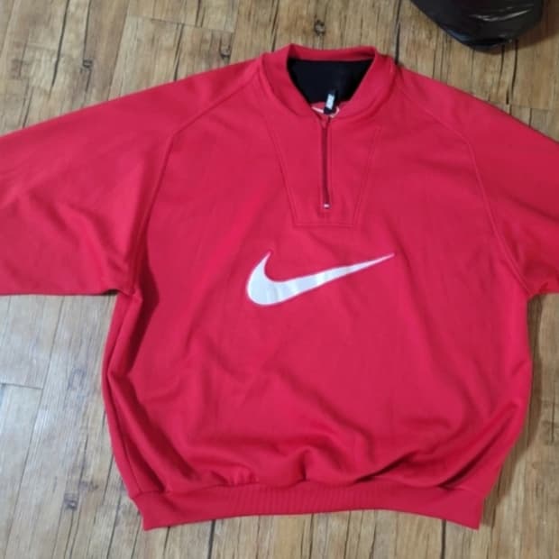 나이키 레드 하프집업  XL